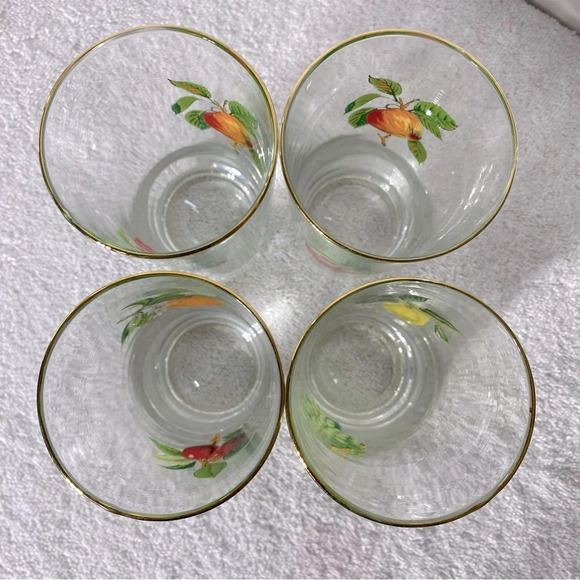 Vintage West Virginia Glass Fruit Tumblers W Gold Rim x4 - Picture 7 of 12